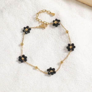 BLACK FLORAL BRACELET