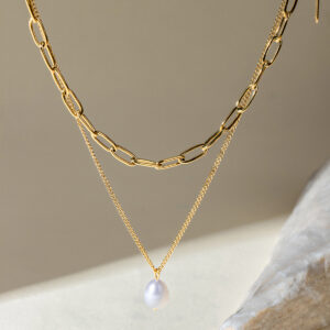 18K PEARL DOUBLE LAYER NECKLACE