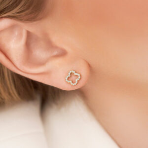 Zircon Leaf Studs (Gold)