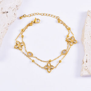 18K DOUBLE LAYER STONE BRACELET