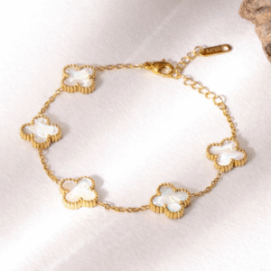 18k Premium Clover Bracelet White