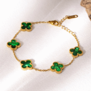 18k Premium Clover Bracelet Green