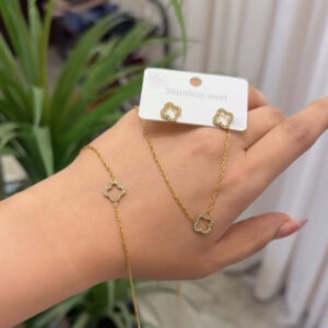 18k Zircon leaf 3 pc set