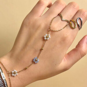 18k blue floral handchain